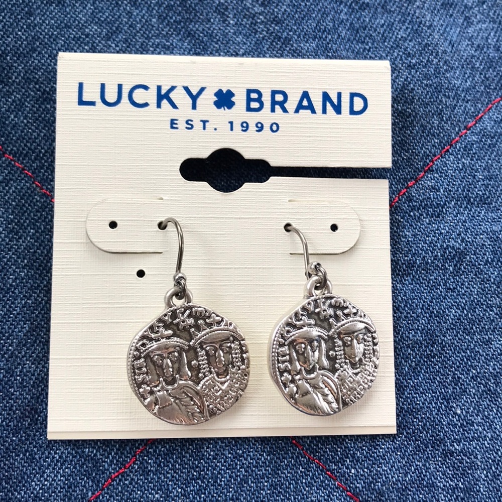 Lucky Brand silver coin earrings NWT
